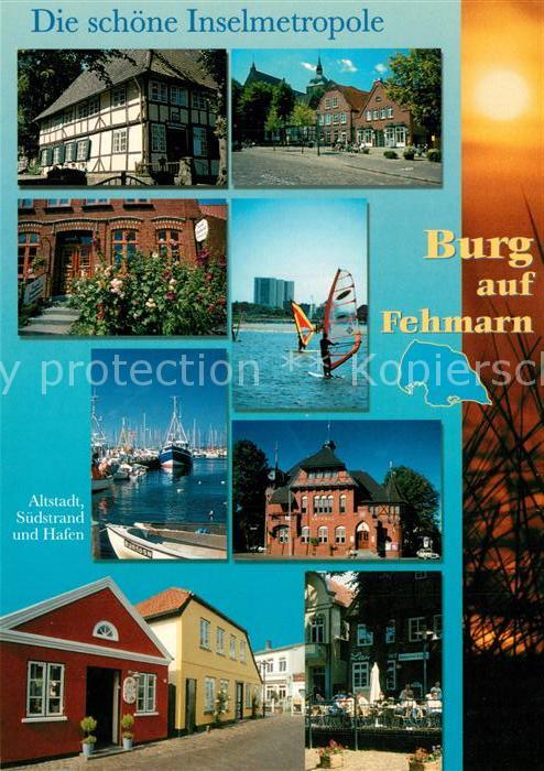 Burg Fehmarn Altstadt Suedstrand und Hafen