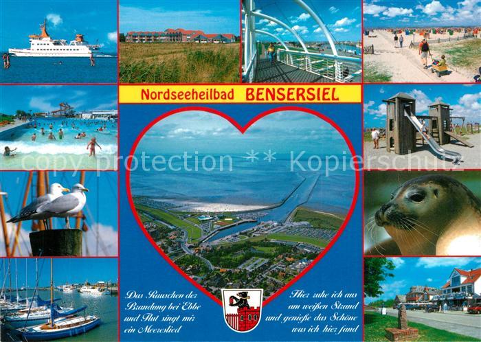 Bensersiel Faehre Strand Wellenbad Yachthafen Spielplatz Fliegeraufnahme Seehund