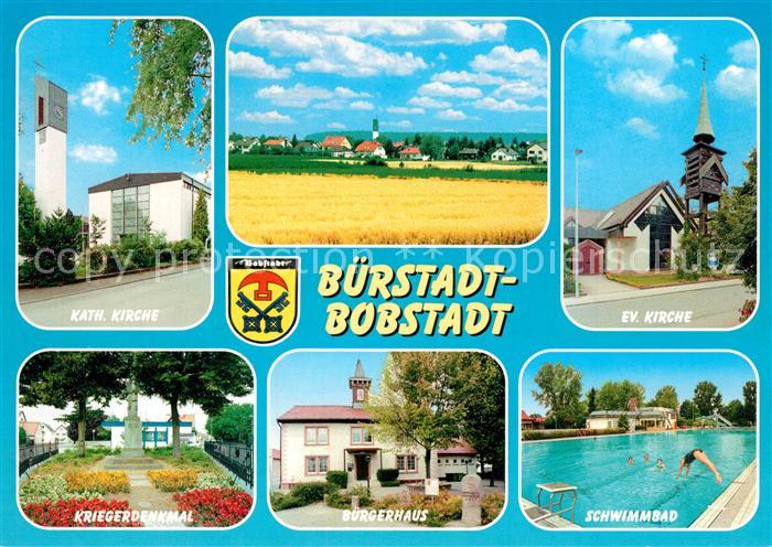 Bobstadt Buerstadt Kath Kirche Panorama Ev Kirche Kriegerdenkmal Buergerhaus Sch