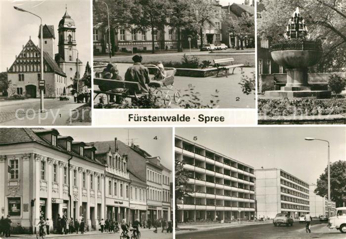 Fuerstenwalde Spree Rathaus Dom Ernst Thaelmann Str Grassnick Brunnen Muehlenstr