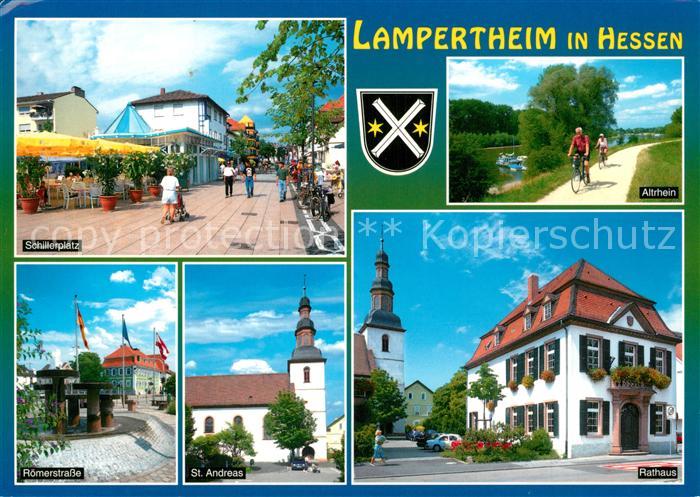 Lampertheim Bergstrasse Schillerplatz Altrhein Roemerstrasse St Andreas Rathaus