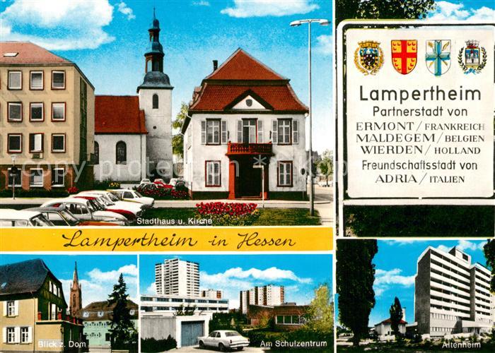 Lampertheim Bergstrasse Stadthaus und Kirche Dom Schulzentrum Altenheim