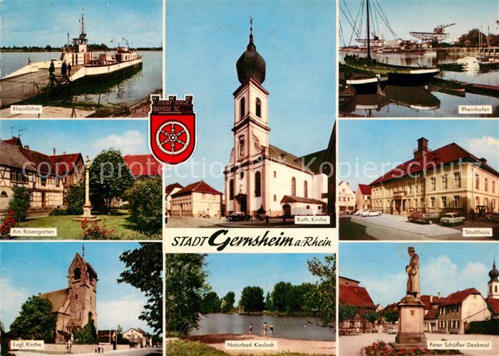 Gernsheim Rheinfaehre Rosengarten Ev Kirche Kath Kirche Naturbad Kiesloch Rheinh