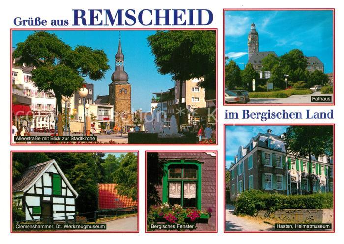 Remscheid Alleestrasse mit Stadtkirchen Clemenshammer Werkzeugmuseum Bergisches-