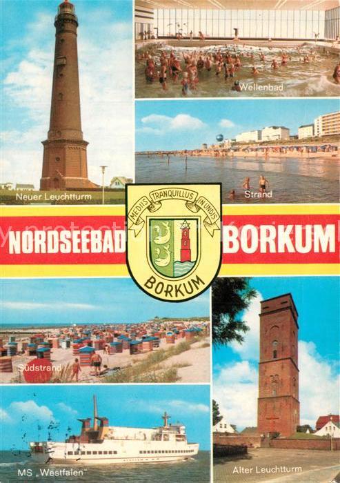 Borkum Leuchttuerme Wellenbad Strand MS-Westfalen