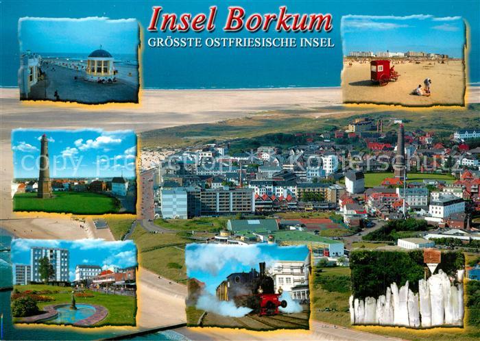 Borkum Strand Leuchttuerme Dampf-Lok