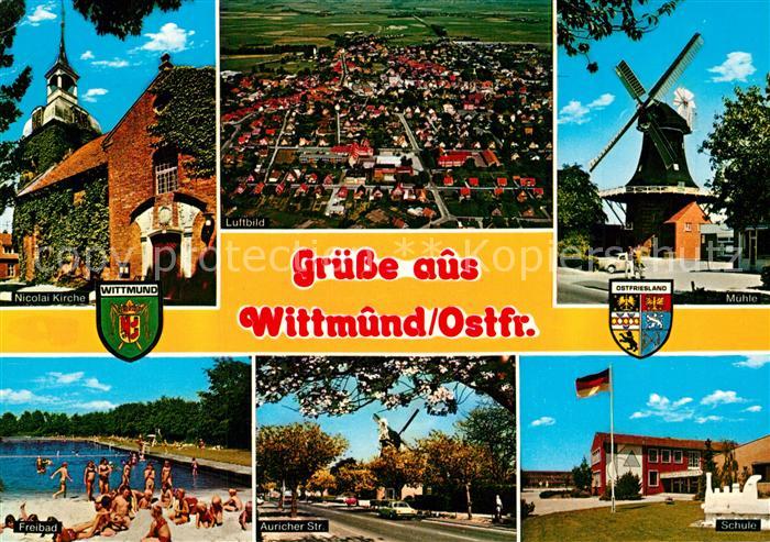 Wittmund Fliegeraufnahme Muehle Freibad Auricherstrasse Schule