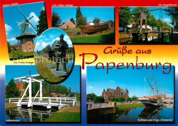 Papenburg Ems Meyers Muehe Hauptkanal Holzbruecke Hafen Mittelkanal