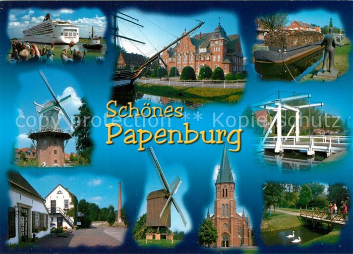 Papenburg Ems Windmuehlen Holzbruecke Kirche