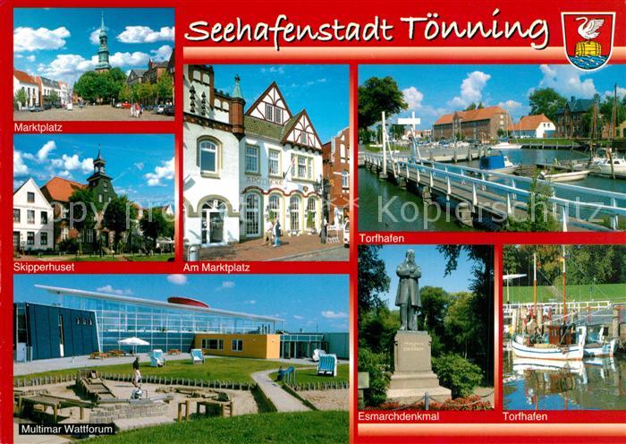 Toenning Nordseebad Marktplatz Skipperhuset Torfhafen Esmarchdenkmal Multimar-Wa