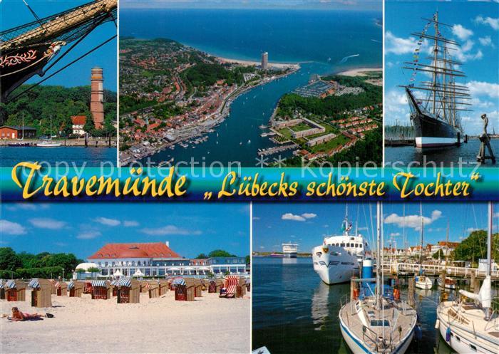 Travemuende Ostseebad Fliegeraufnahme Hafen Strand