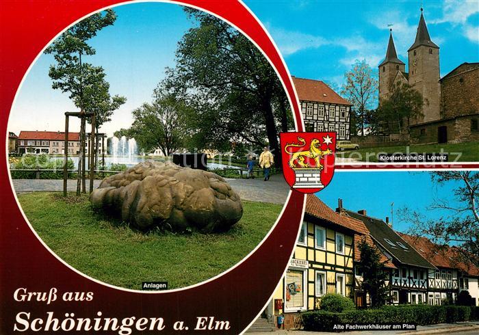 Schoeningen Anlagen Klosterkirche Fachwerkhaeuser am Plan