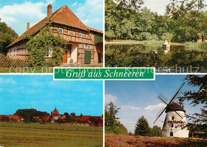 Schneeren Fachwerk Teich Windmuehle