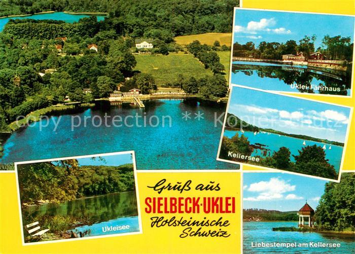 Uklei Sielbeck Fliegeraufnahme Ukleisee Liebestempel am Kellersee Faehrhaus