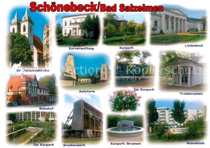 Schoenebeck Salzelmen Lindenbad Kurpark Soleturm Gradierwerk Rehaklinik Kirche