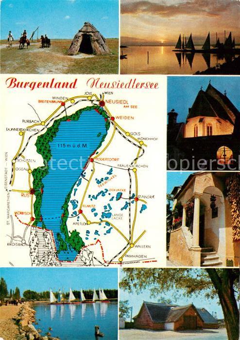 Neusiedl See Neusiedler See Panoramakarte Abendstimmung