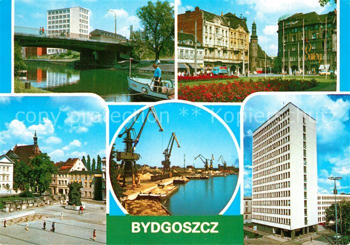 Bydgoszcz Pommern Hafen Foerderkraene Stadtansicht Marktplatz