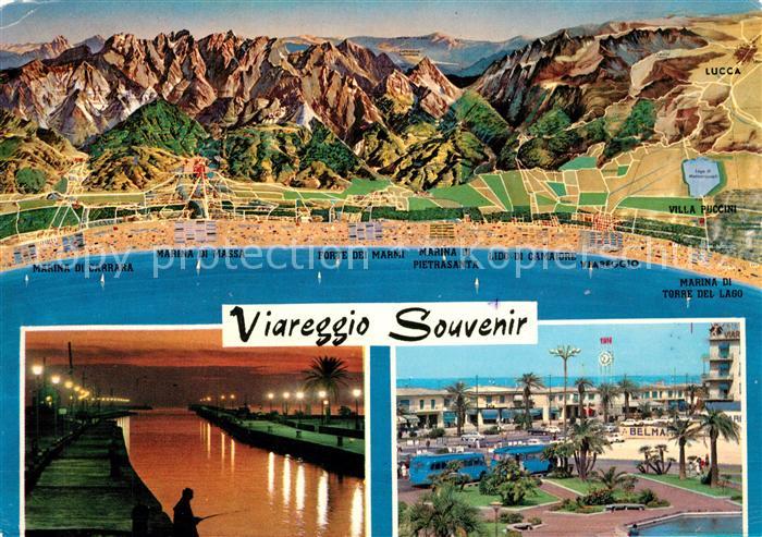 Viareggio Panoramakarte Abendstimmung