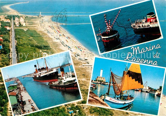 Marina di Ravenna Fliegeraufnahme Strand Fischerboote Hafen