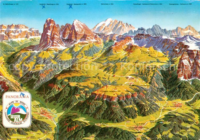 Seiser Alm Dolomiten Panoramakarte