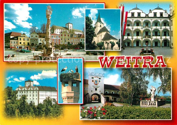 Weitra Rathausplatz Pfarrkirche Arkadenhof Schloss Stoerche Stadttor Nepomuk