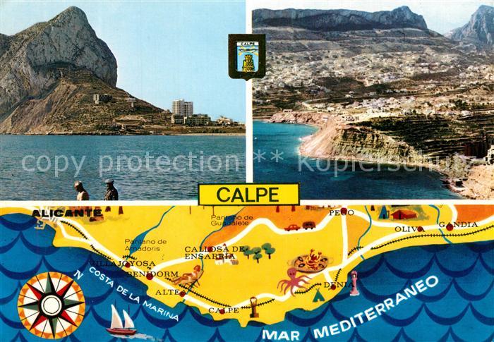 Calpe Costa del Marina Landkarte Steilkueste