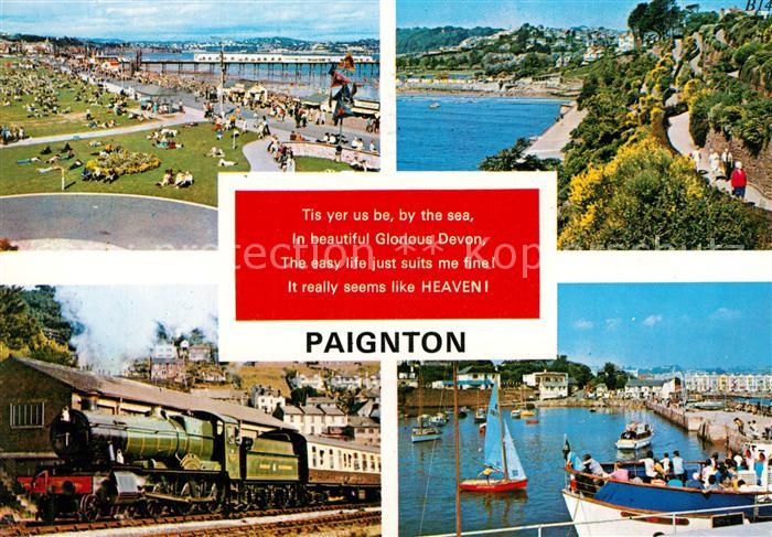 Paignton Liegewiese Uferpromenade Eisenbahn Hafen