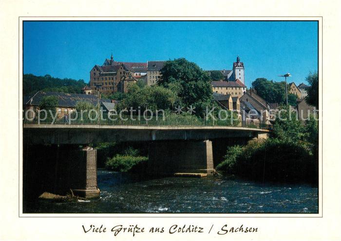 Colditz Schlosskomplex Bruecke Muldepartie