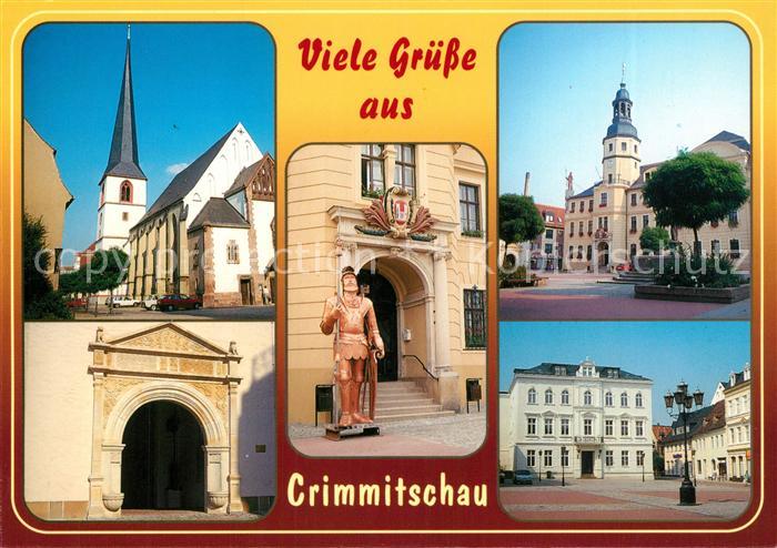 Crimmitschau St Laurentius Kirche Rolandsfigur Rathaus Markt Vereinshof