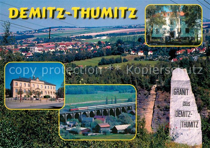 Demitz-Thumitz Teilansicht Marktplatz Schule Steinmetzschule Viadukt