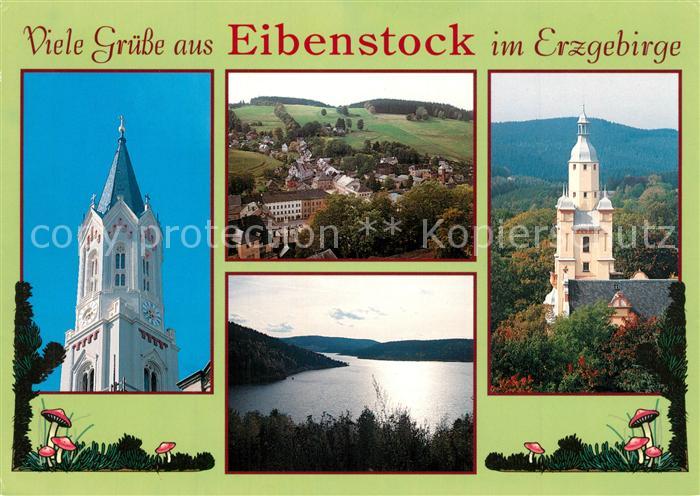 Eibenstock Stadtkirche Blick vom Kirchturm Rathaus Talsperre Eibenstock