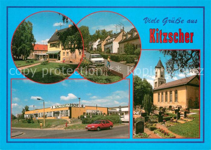 Kitzscher Teilansicht Schlossstrasse Gaststaette Sachsenhof Kirche