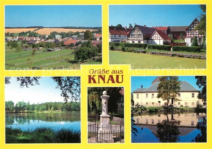 Knau Altenburg Panorama Fachwerkhaeuser Dorfanger Mahlteich Denkmal Gutshof mit