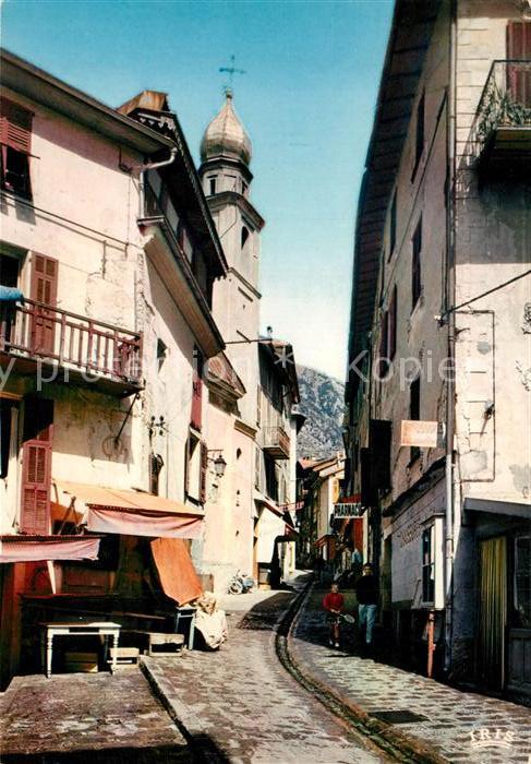 Saint-Martin-Vesubie Chapelle des Penitents Blancs Ruisseau sur rue centrale