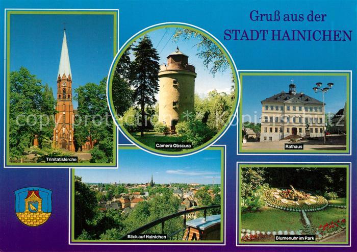 Hainichen Sachsen Trinitatiskirche Camera Obscura Turm Rathaus Blumenuhr Park St