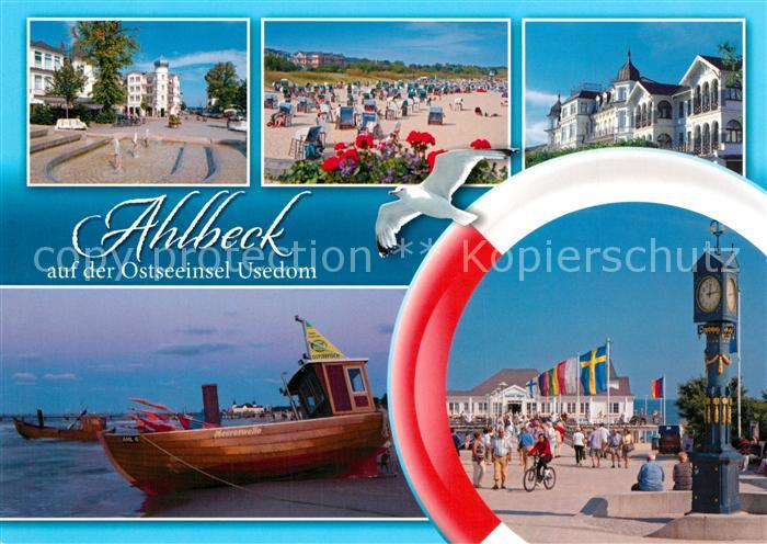 Ahlbeck Ostseebad Wasserspiele Strand Kurhaus Standuhr Promenade Rettungsring Fi