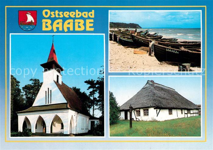 Baabe Ostseebad Ruegen Kirche Strand Fischerboote Reetdachhaus