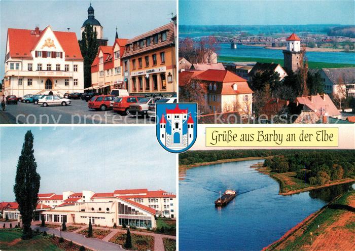 Barby Elbe Marktplatz Rathaus Rehaklinik Wasserturm Elbbruecke Saalemuendung Fli