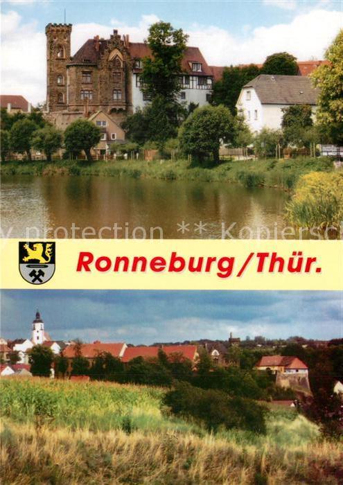 Ronneburg Thueringen Partie am Wasser Schloss Ortsansicht mit Kirche
