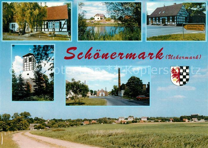 Schoenermark Teilansichten Fachwerkhaus Turm Landschaftspanorama