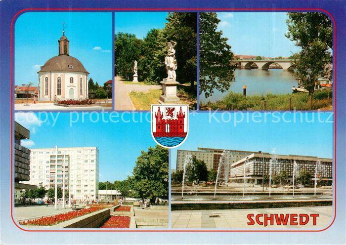 Schwedt Kirche Denkmal Oder Bruecke Wasserspiele Hochhaus
