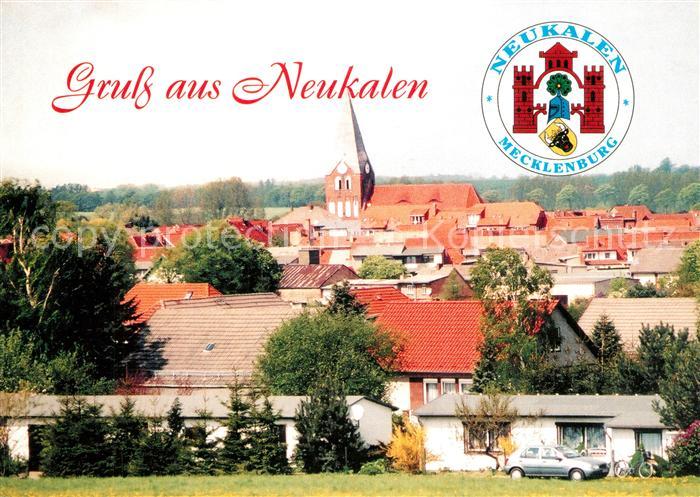 Neukalen Ortsansicht mit Kirche Wappen
