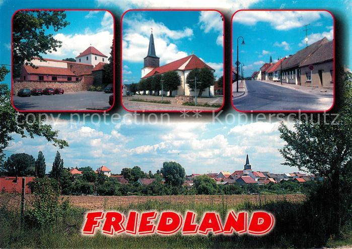 Friedland Mark Burg Stadtkirche Markt Karl Marx Strasse Panorama
