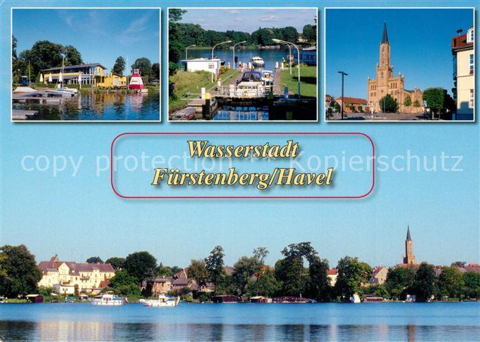 Fuerstenberg Havel Marina Schleuse Stadtkirche Stadtblick vom Baalensee