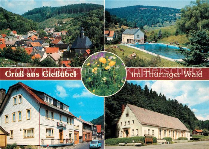 Giessuebel Schleusegrund Panorama Freibad Hotel Gaststaette Blumen Natur