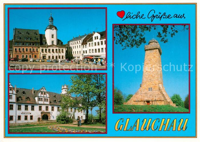 Glauchau Markt Rathaus Schloss Forderglauchau Bismarckturm