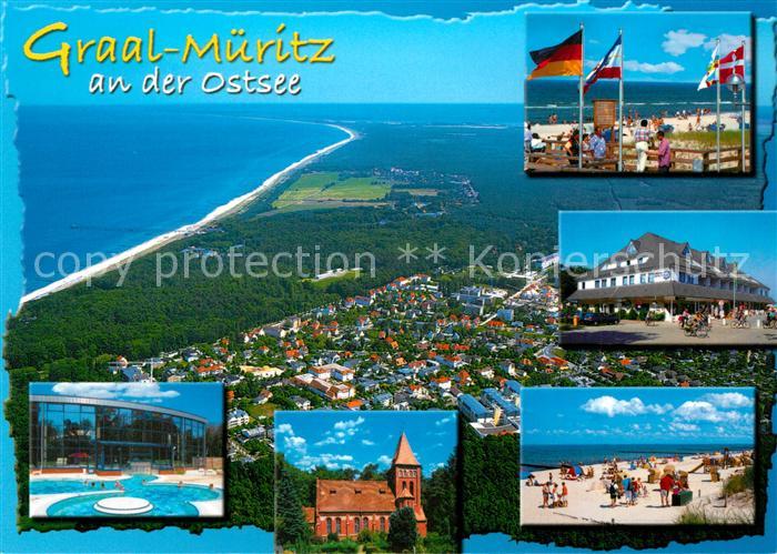 Graal-Mueritz Ostseebad Freibad Kirche Strand Hotel Restaurant Fliegeraufnahme