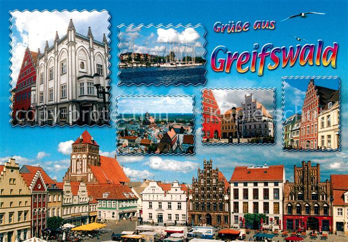 Greifswald Altstadt Marktplatz Giebelhaeuser Historische Gebaeude Hafen Segelsch