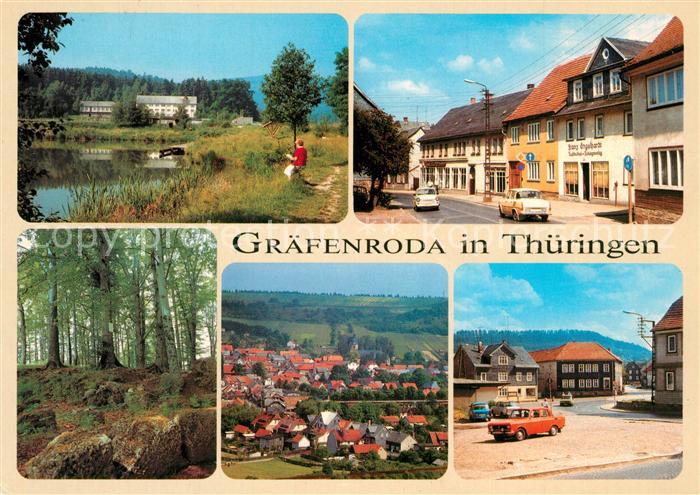 Graefenroda Uferpartie am See Hauptstrasse Panorama Waldpartie