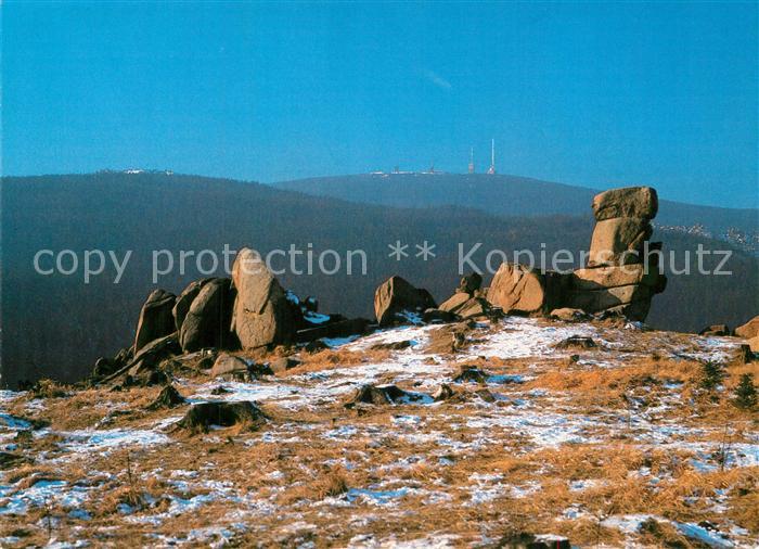Brocken Harz Felsen an der Hohen Wand Blick zum Brocken Zeterklippen